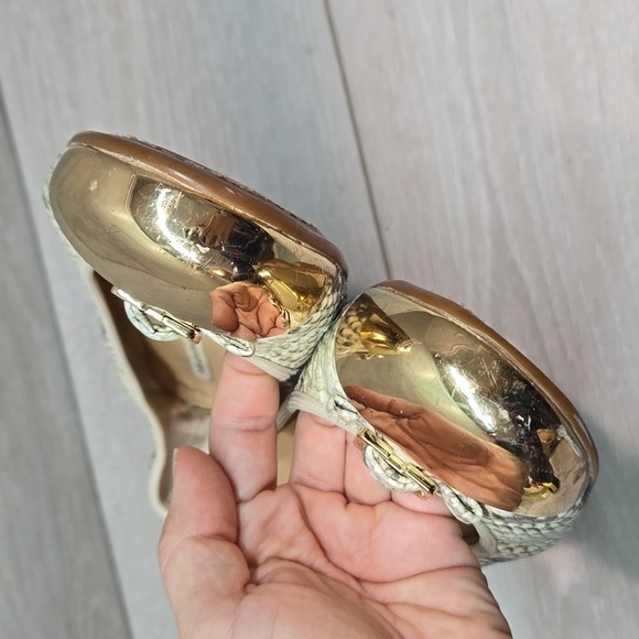 Diane Von Furstenberg Women Leather Snake print Loafer Ballet shoes sz 8.5M - Picture 4 of 12